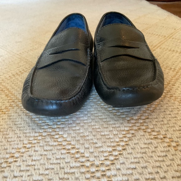 MENS DONALD PLINER BLACK LEATHER DRIVING SHOE - Picture 1 of 6